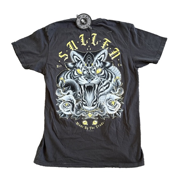 NWT Sullen Art Collective Premium Gray‎ Shirt Mens Tiger  Snake Tattoo Design M - Picture 1 of 8